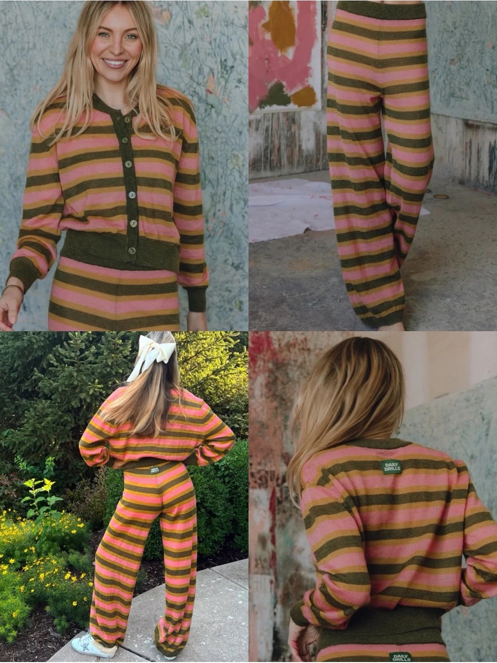 New- Daily Drills Multicolor Striped Mohair & Wool Knit Set 🌷